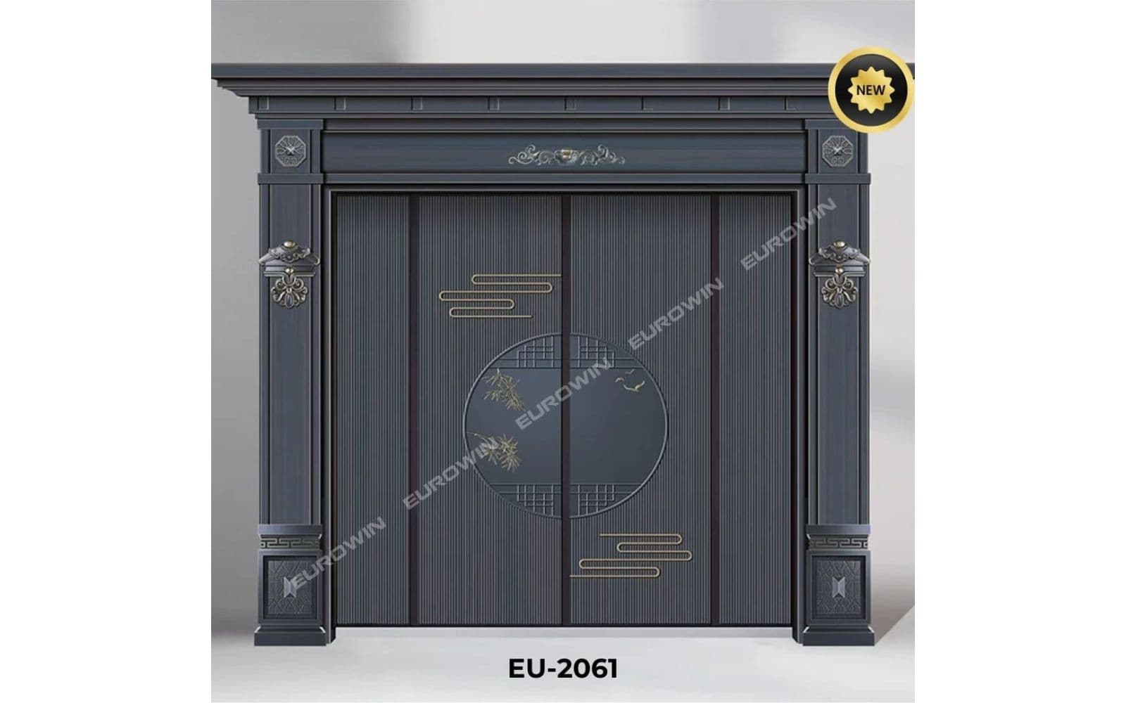 Mẫu 2: cửa nhôm nguyên tấm phong cách tân cổ điển với họa tiết tinh tế