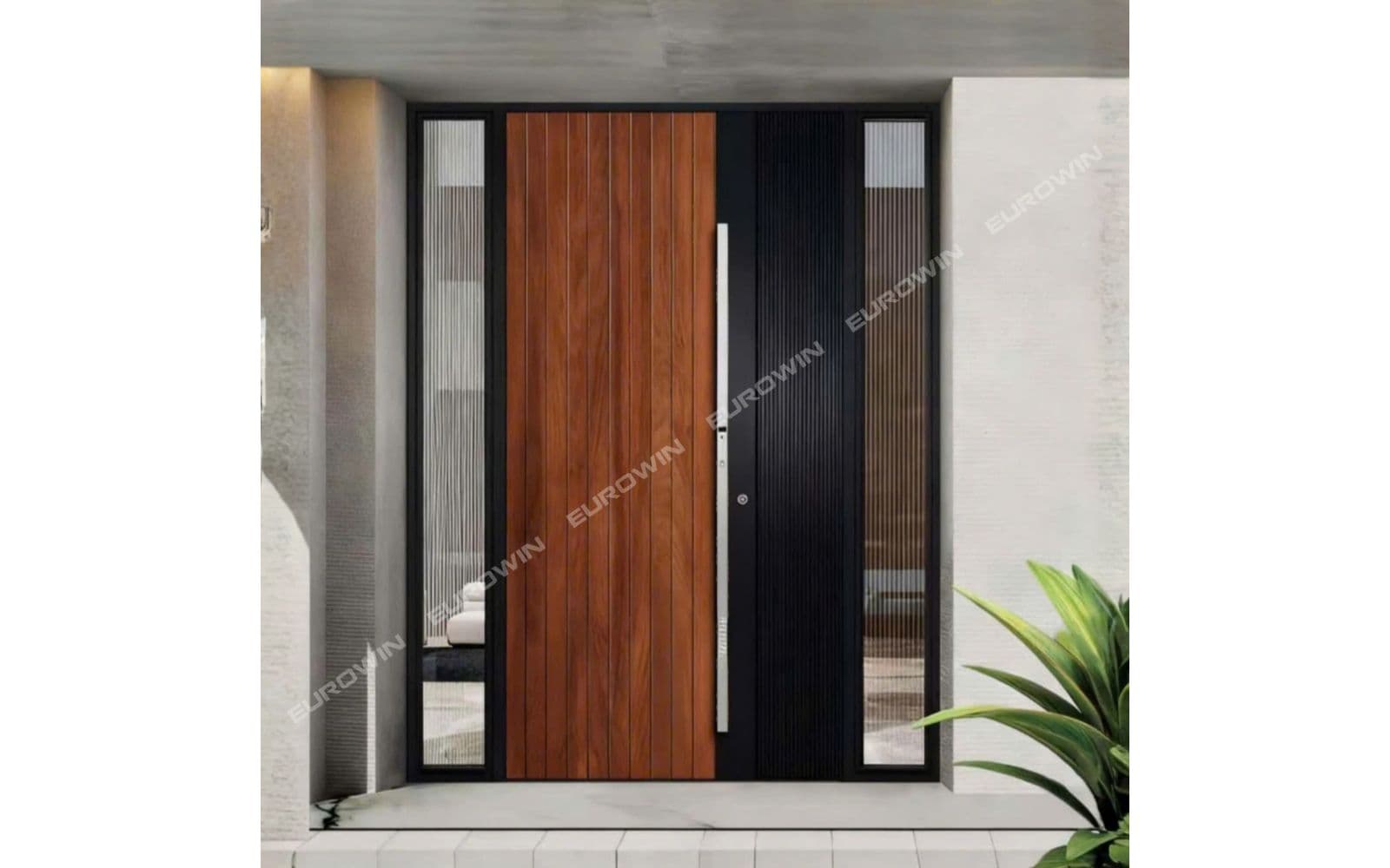 Mẫu 22: cửa nhôm nguyên tấm vân gỗ mang nét đẹp vừa tự nhiên vừa hiện đại