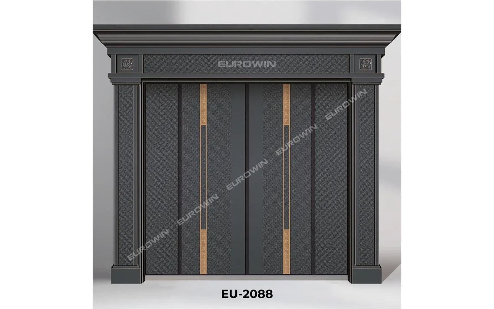 Mẫu 3: cửa nhôm nguyên tấm phong cách tân cổ điển họa tiết CNC tinh xảo