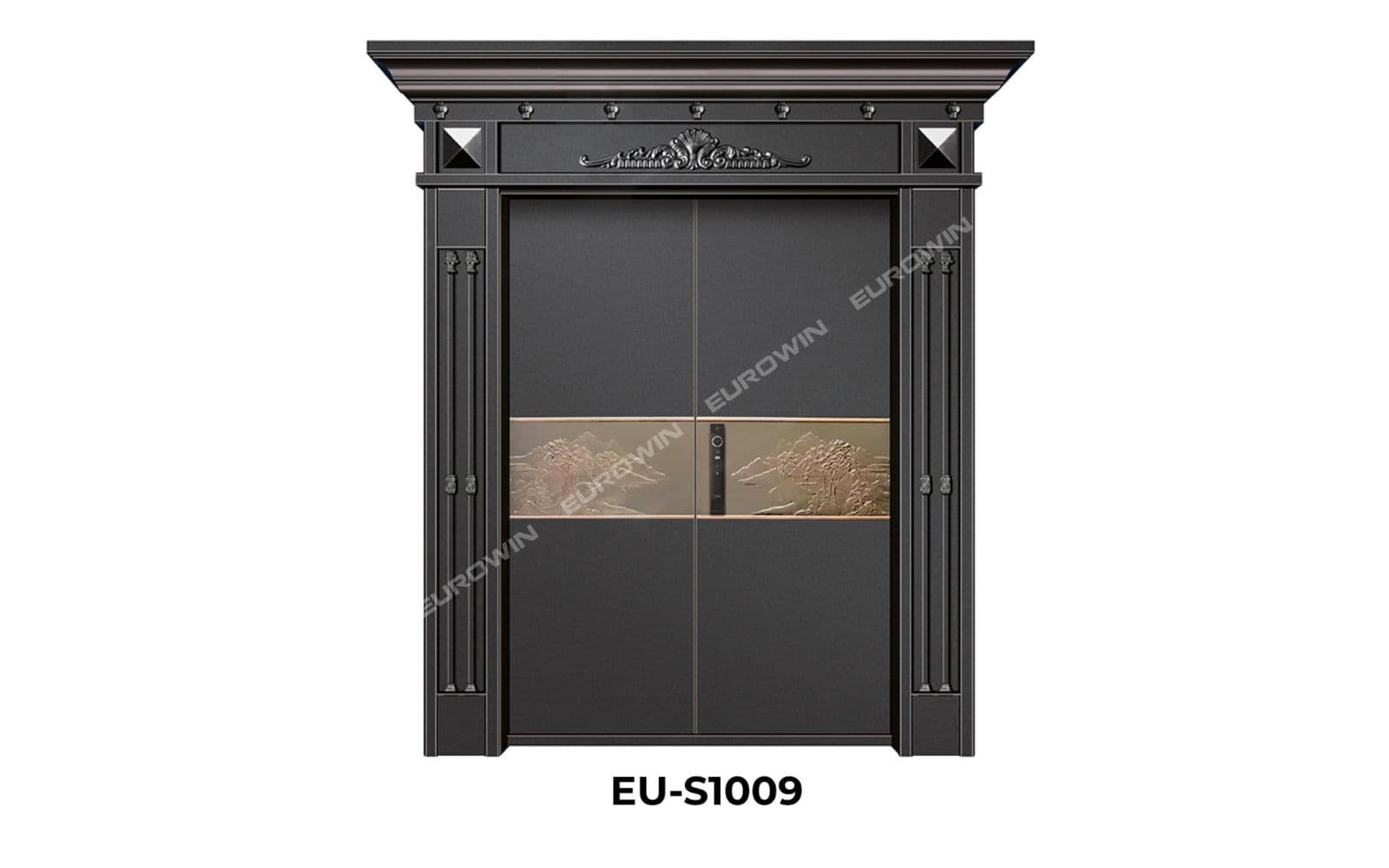 Mẫu 5: cửa nhôm nguyên tấm phong cách tân cổ điển