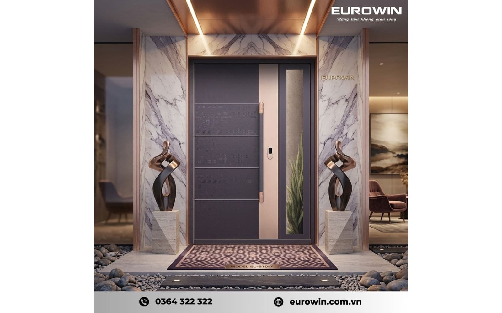 Mẫu 6: cửa nhôm nguyên tấm phong cách hiện đại cho nhà phố