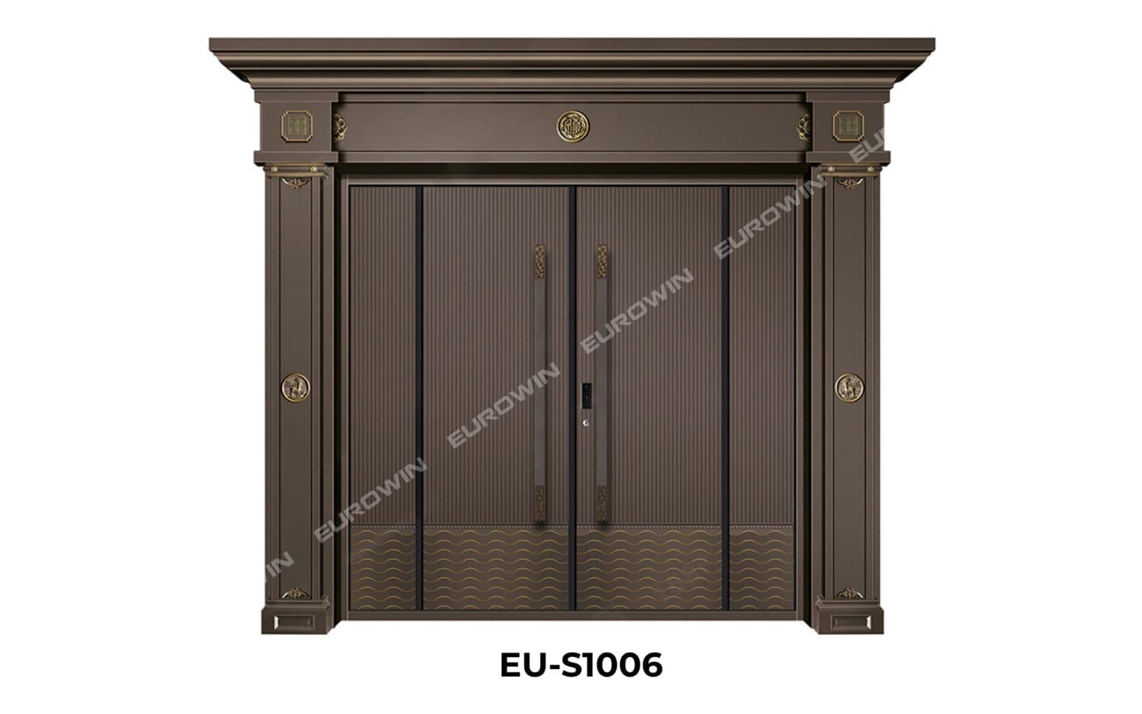 Mẫu cửa nhôm nguyên tấm 4 cánh cho mặt tiền