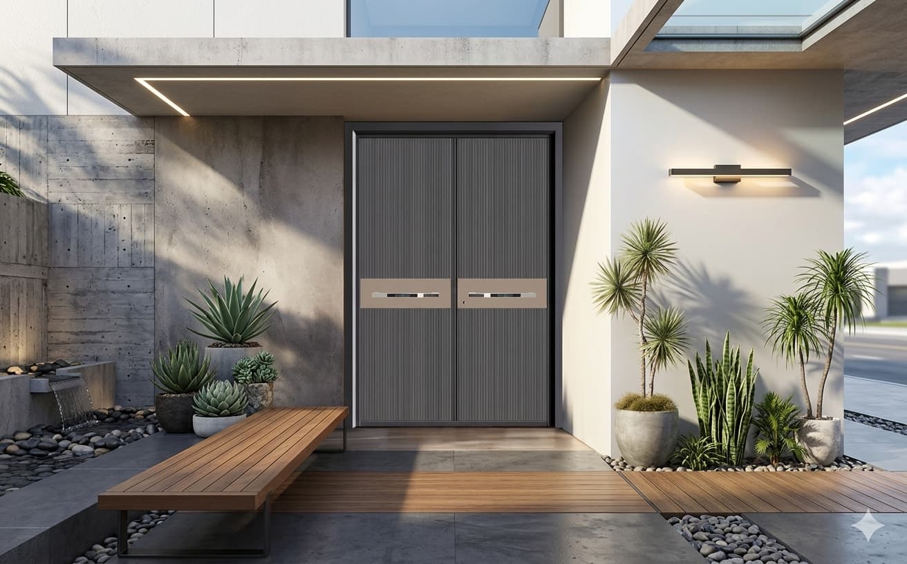 Mẫu cửa nhôm nguyên tấm 2 cánh