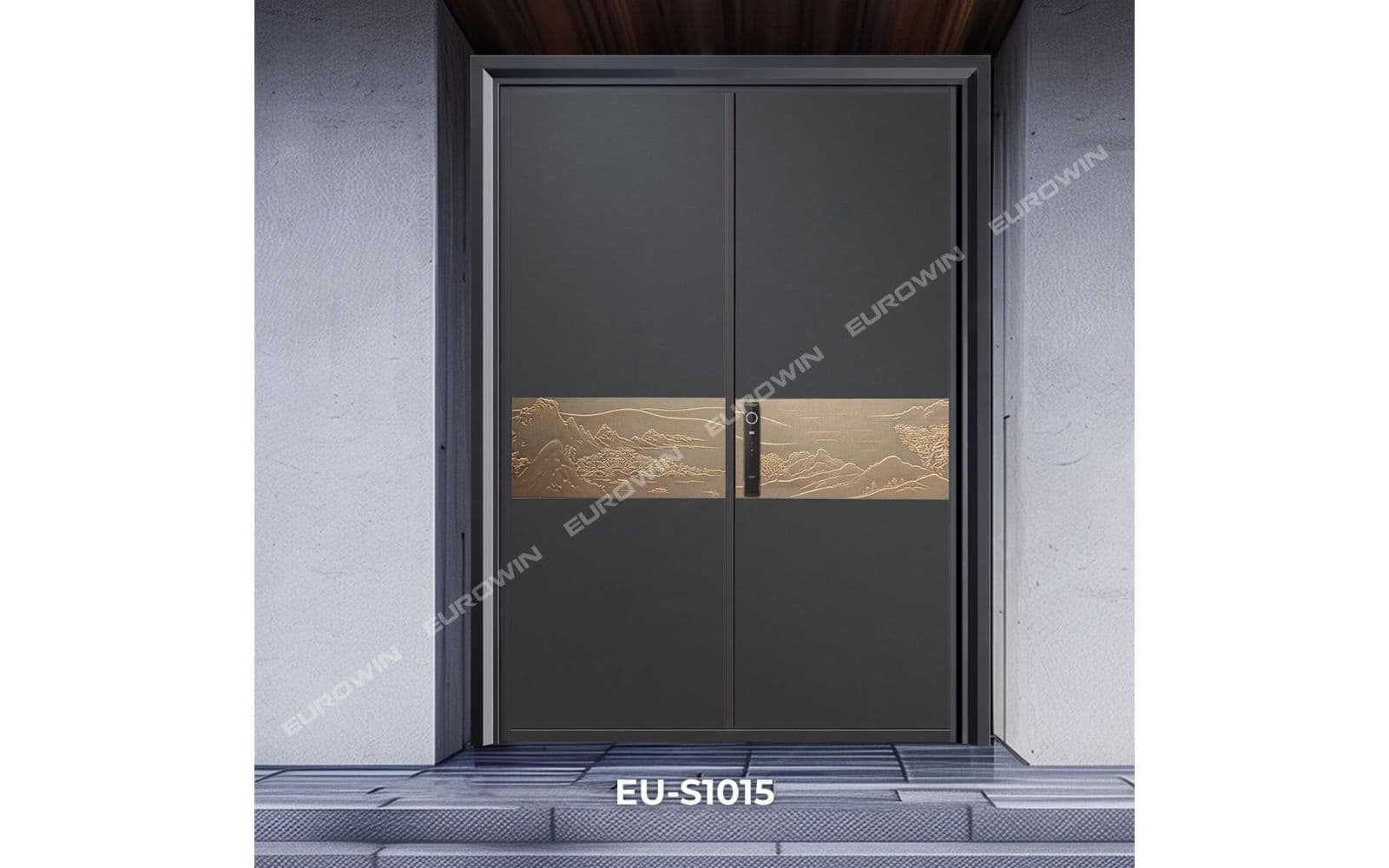 Mẫu cửa nhôm nguyên tấm 2 cánh cho mặt tiền