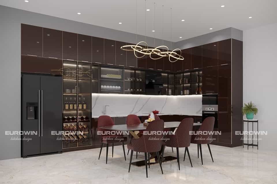 Mẫu Tủ Bếp Inox Cánh Kính Chữ L Mới Nhất – Bộ Sưu Tập Độc Quyền Eurowin [Cập Nhật Mới]