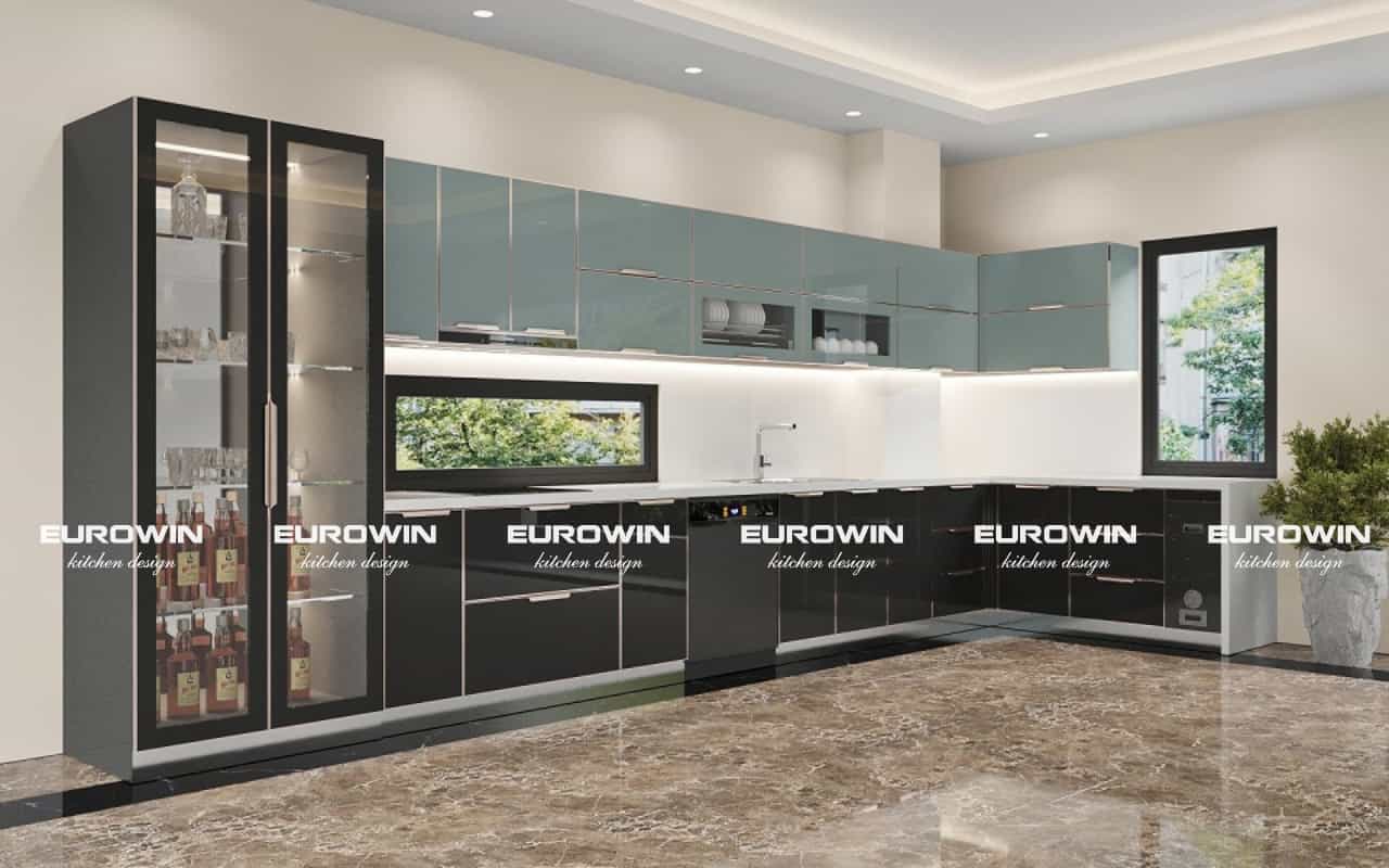 Mẫu Tủ Bếp Inox Cánh Kính Chữ L Mới Nhất – Bộ Sưu Tập Độc Quyền Eurowin [Cập Nhật Mới]