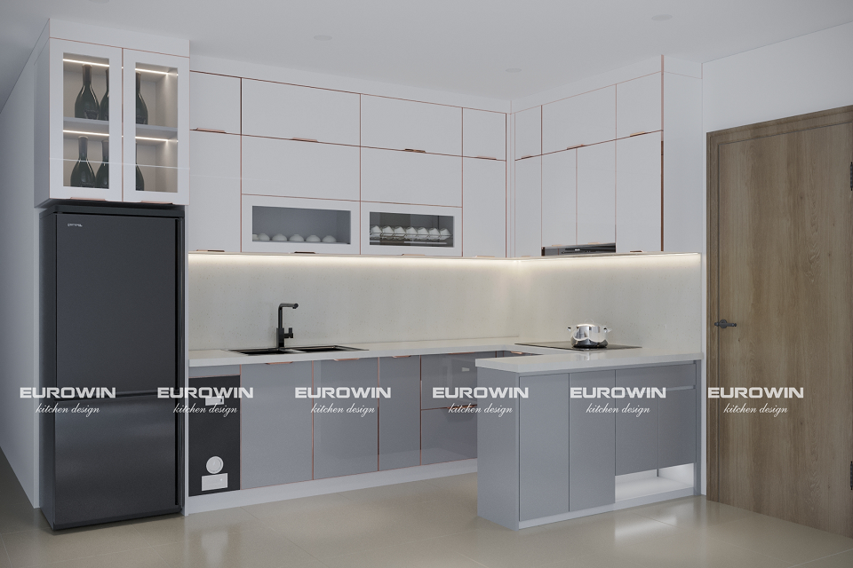 [Cập Nhật] Mẫu Tủ Bếp Inox Cánh Kính Chữ U Đẹp, Hiện Đại Mới Nhất