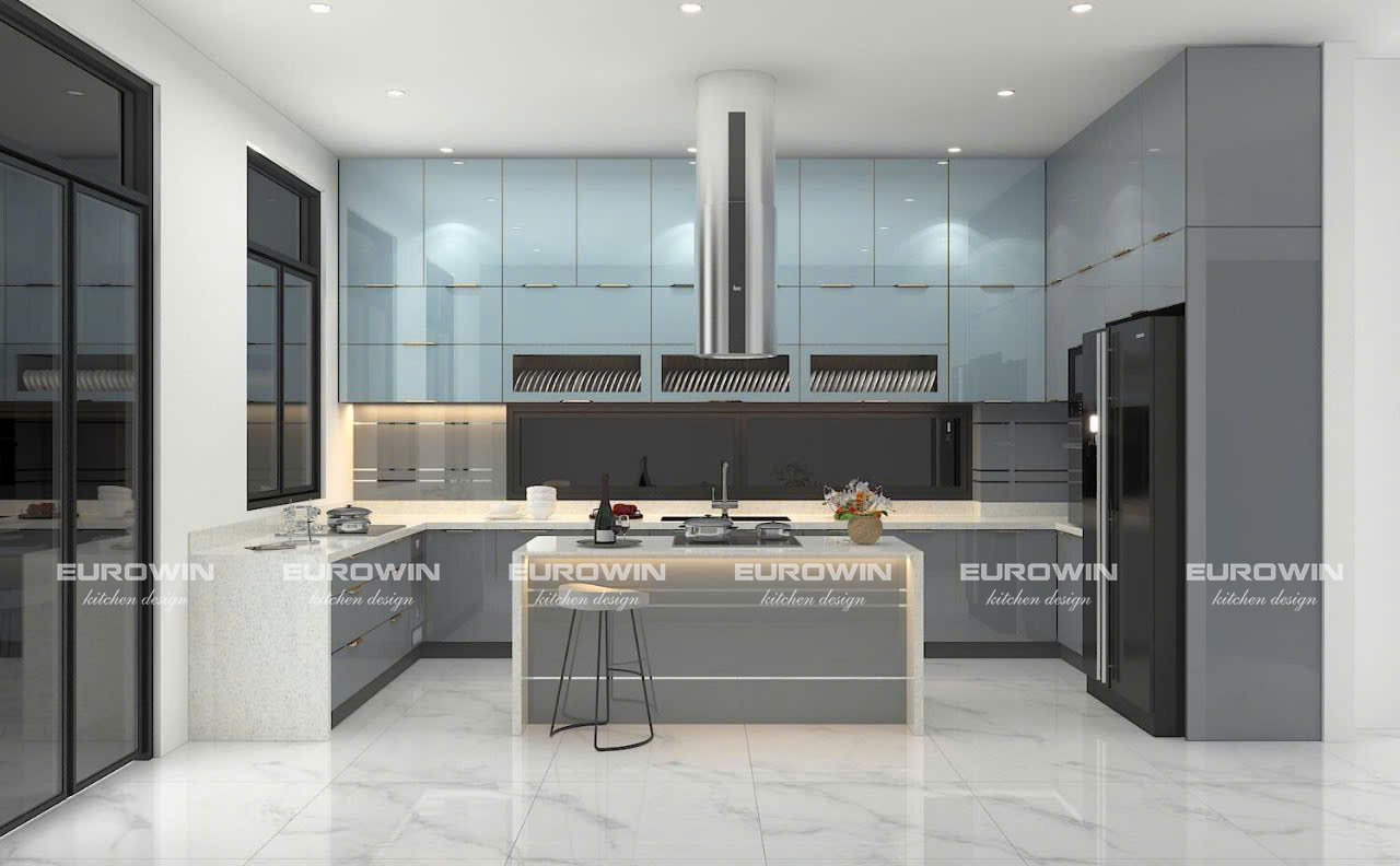 [Cập Nhật] Mẫu Tủ Bếp Inox Cánh Kính Chữ U Đẹp, Hiện Đại Mới Nhất