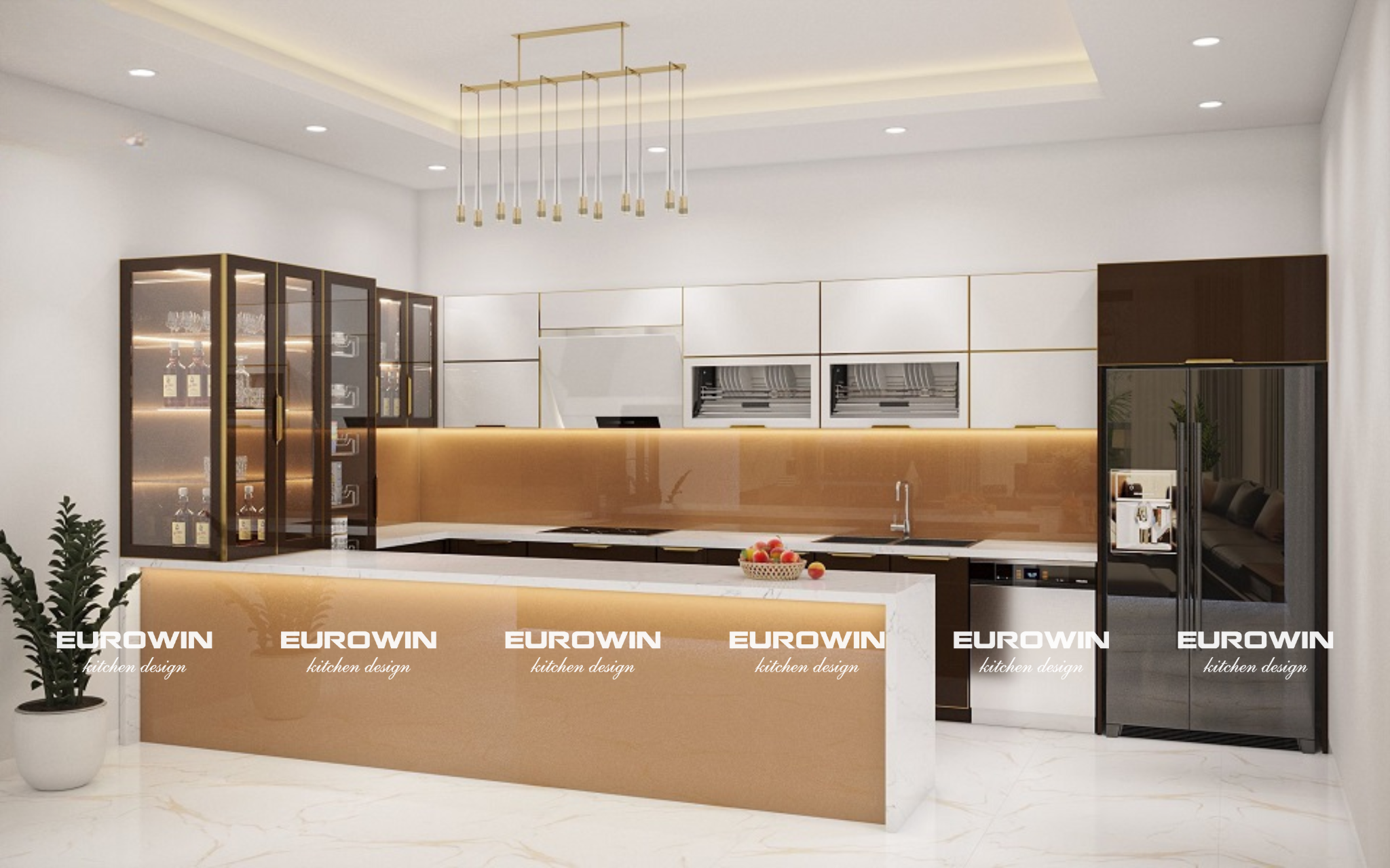 [Cập Nhật] Mẫu Tủ Bếp Inox Cánh Kính Chữ U Đẹp, Hiện Đại Mới Nhất