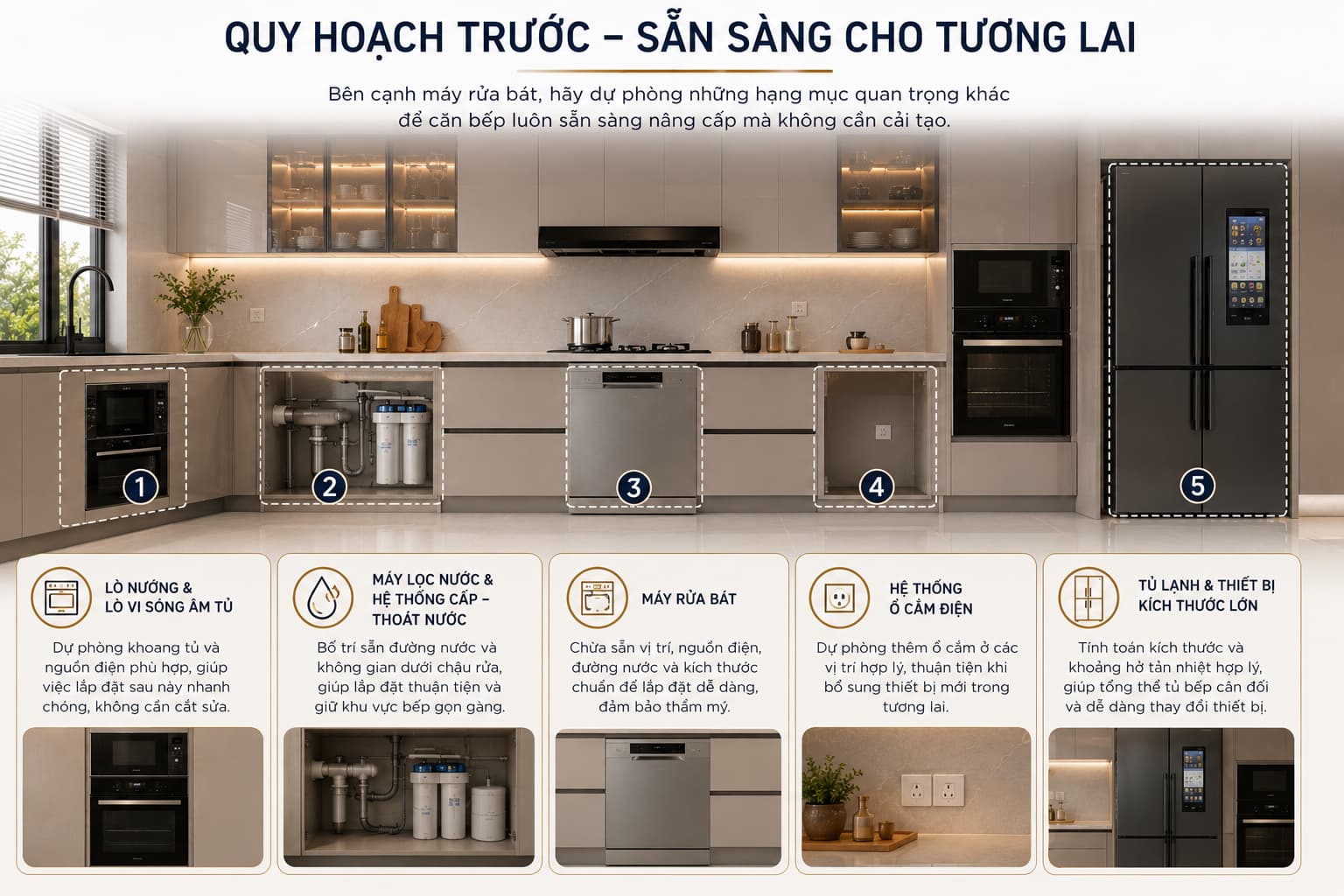 Ngoài máy rửa bát cần quy hoạch thêm những hạng mục quan trọng khác