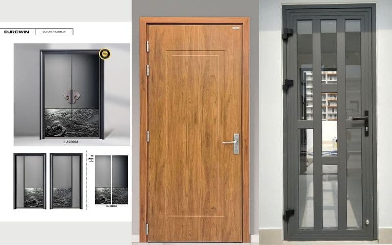 so sánh cửa nhôm nguyên tấm, cửa gỗ và cửa nhôm kính