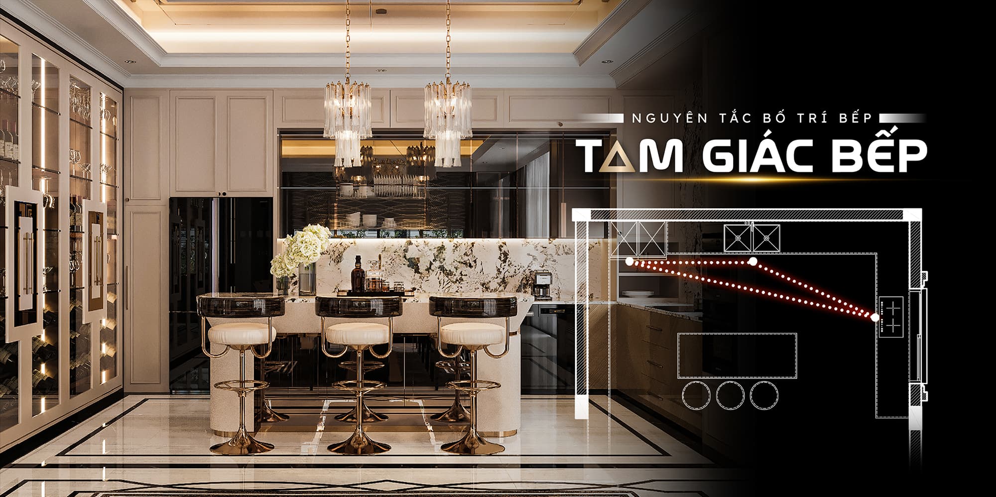 Tam giác công năng trong thiết kế bếp