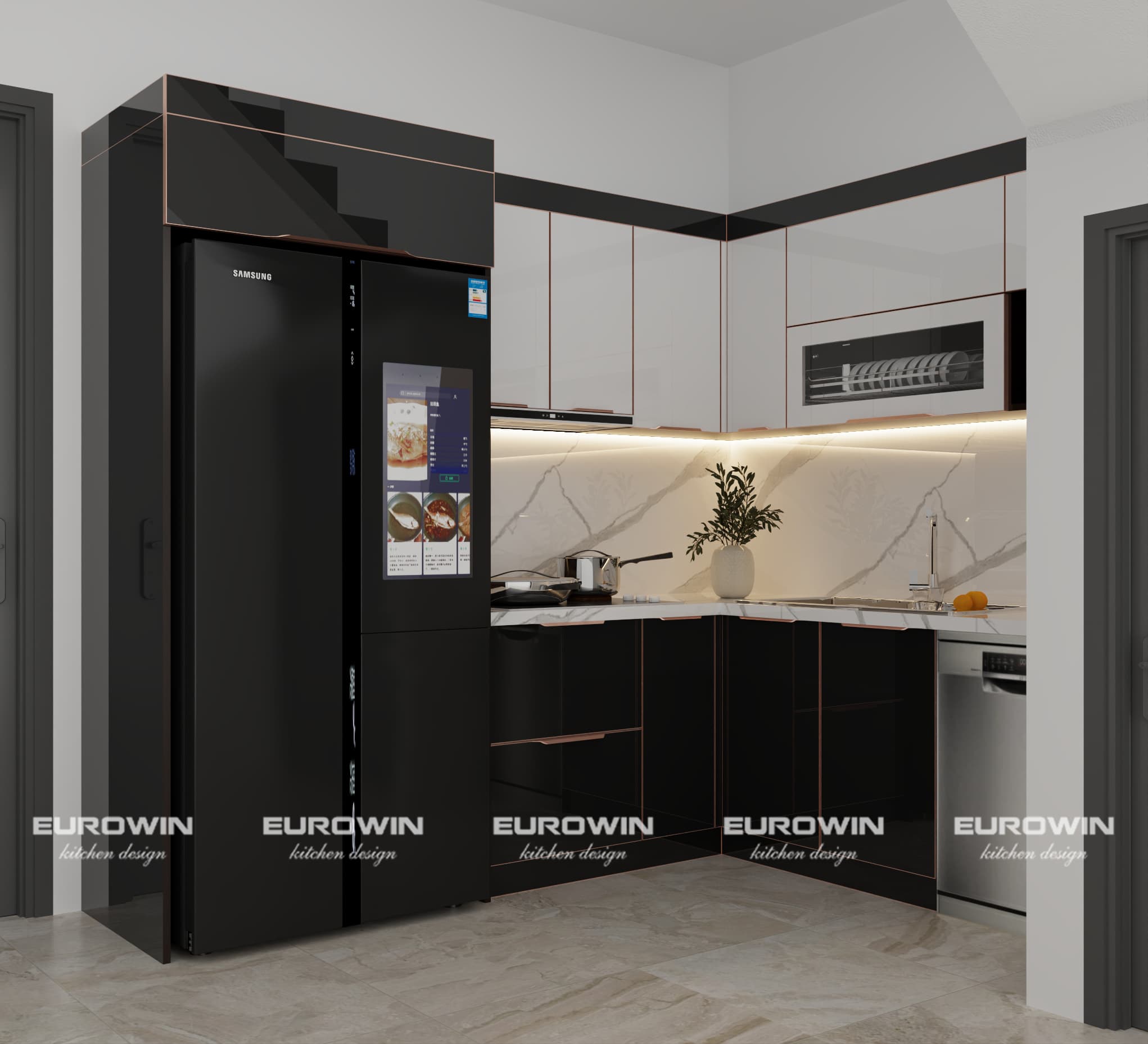 Tủ bếp chữ L cho căn hộ chung cư tối ưu góc và lưu trữ