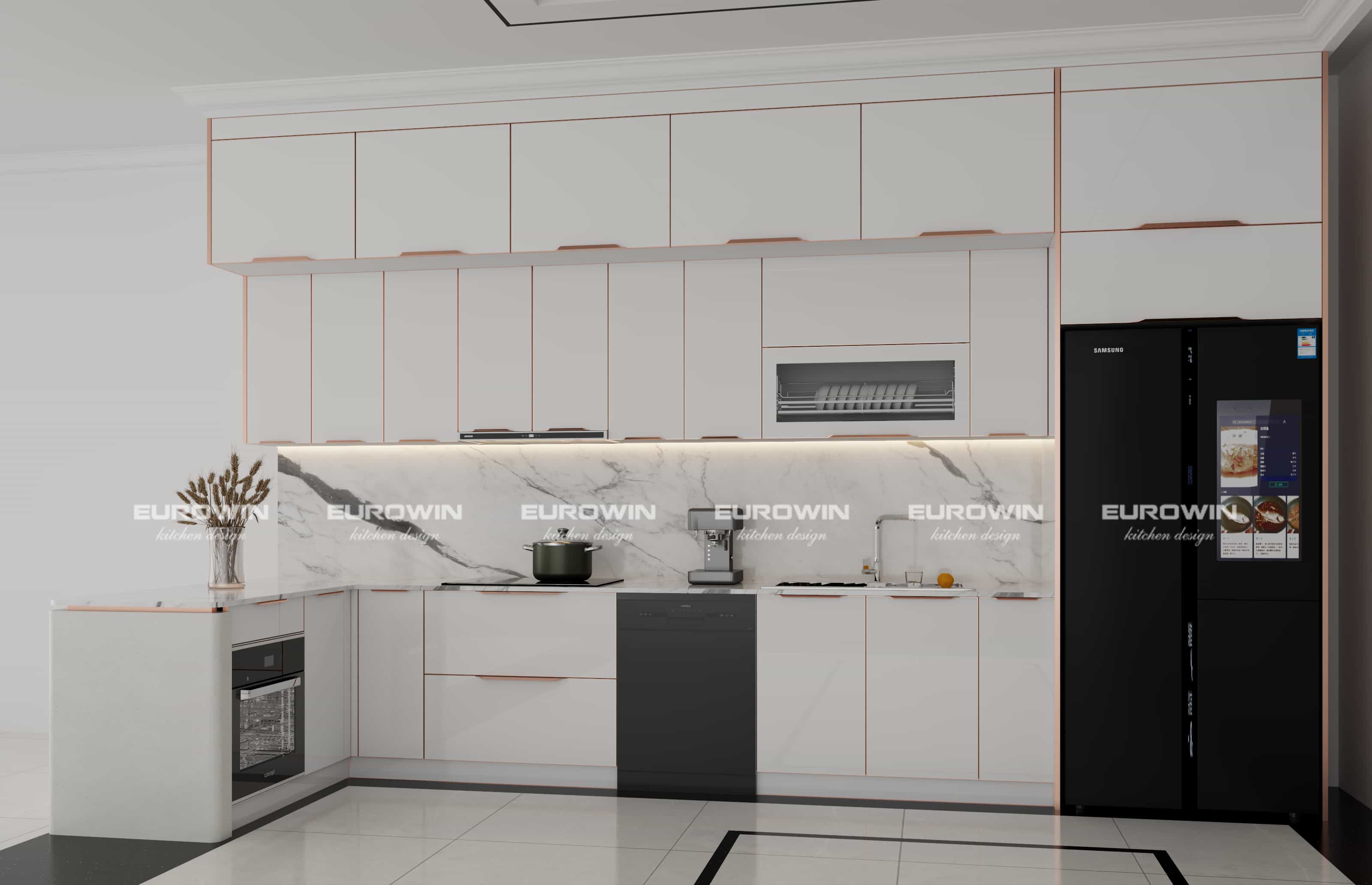 Tủ Bếp Inox Cánh Kính Kết Hợp Phụ Kiện Thông Minh – Giải Pháp Nâng Tầm Trải Nghiệm Bếp Hiện Đại