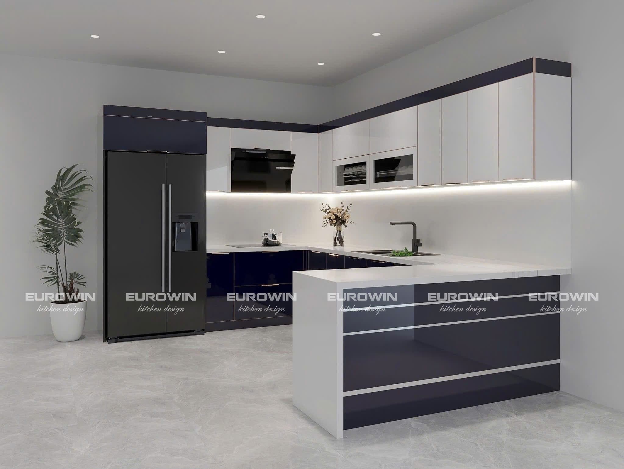 tủ bếp inox cánh kính bền lâu cho gia đình hiện đại