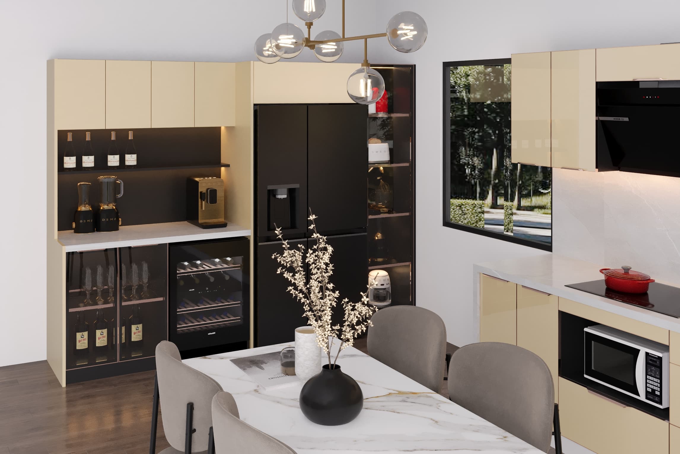 Tủ bếp inox cánh kính ngày càng được ưa chuộng