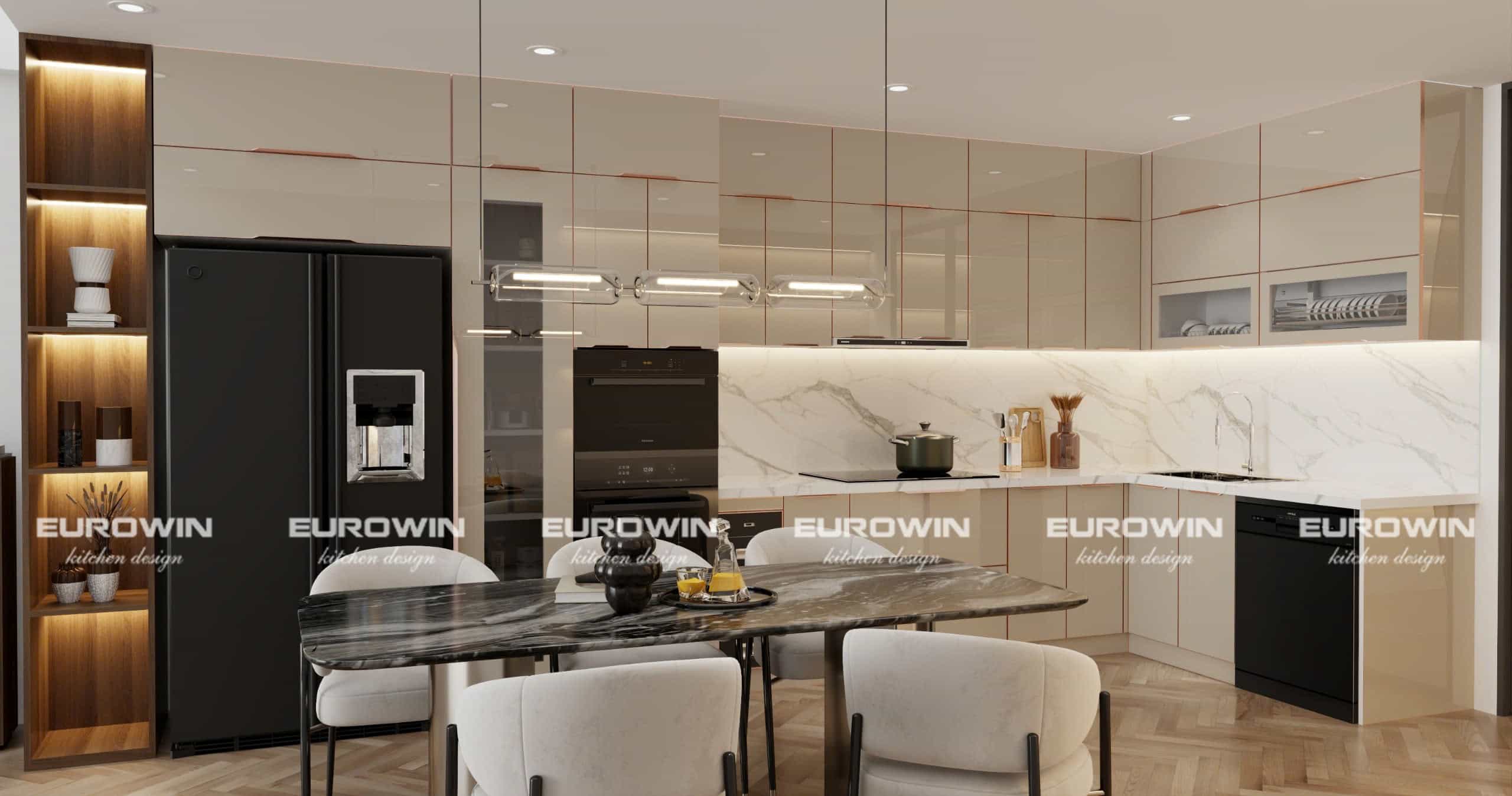 Thiết Kế Tủ Bếp Inox Cánh Kính Cho Biệt Thự: Chữ L Hay Chữ U Là Lựa Chọn Đẳng Cấp Hơn?